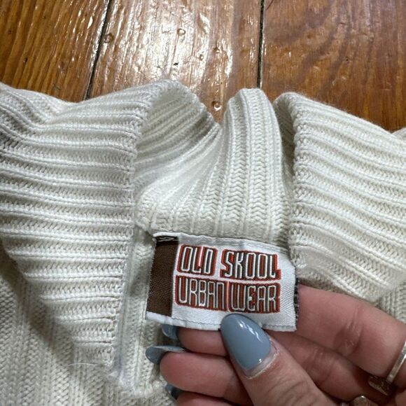 Old Skool Urban Wear Sz L Brown Orange Striped Sweater Turtleneck 100% Acrylic - Picture 4 of 10